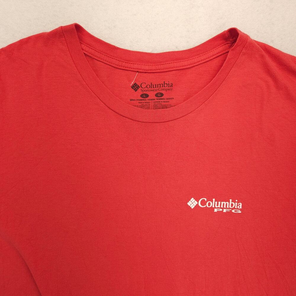 Columbia Short Sleeve Crew Neck Graphic T Shirt Mens Size Large L Red - Picture 1 of 9